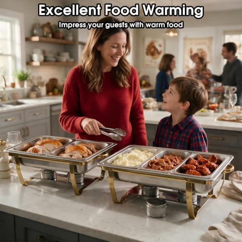 Chafing Dishes for Buffet, 11Qt, 4 Pack, Gold in Gold, alternate view 6