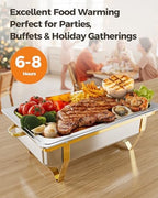 Chafing Dishes for Buffet 2 Pack 3 Pans, High Grade 9QT Chafing Dish Buffet Set, Chafers and Buffet Servers, alternate view 2