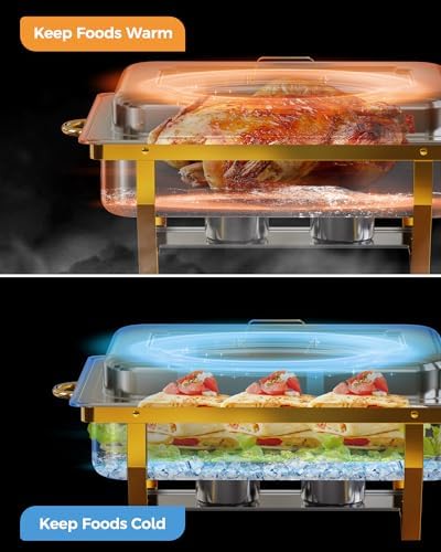 Chafing Dishes for Buffet 2 Pack 3 Pans, High Grade 9QT Chafing Dish Buffet Set, Chafers and Buffet Servers, alternate view 4