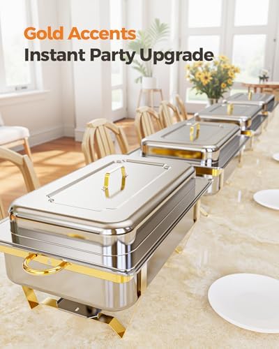 Chafing Dishes for Buffet 2 Pack 3 Pans, High Grade 9QT Chafing Dish Buffet Set, Chafers and Buffet Servers, alternate view 5