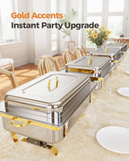 Chafing Dishes for Buffet 2 Pack 3 Pans, High Grade 9QT Chafing Dish Buffet Set, Chafers and Buffet Servers, alternate view 5