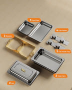 Chafing Dishes for Buffet 2 Pack 3 Pans, High Grade 9QT Chafing Dish Buffet Set, Chafers and Buffet Servers, alternate view 6