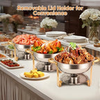 Chafing Dishes for Buffet 2 Pack, 5QT Round Chafing Dish Buffet Set [Elegant Gold and Silver Colors] Stainless, alternate
