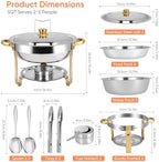 Chafing Dishes for Buffet 2 Pack, 5QT Round Chafing Dish Buffet Set [Elegant Gold and Silver Colors] Stainless, alternate