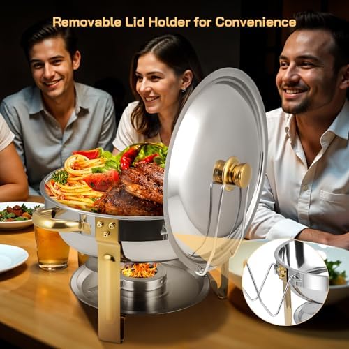 Chafing Dishes for Buffet 2 Pack, 5QT Round Chafing Dish Buffet Set [Elegant Gold and Silver Colors] Stainless, alternate