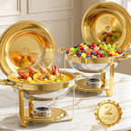 Chafing Dishes for Buffet, 2 Pack 5QT Stainless Steel Round Buffet Servers and Warmers, Food Warmers for Parties