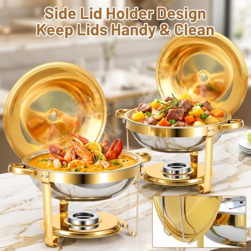 Chafing Dishes for Buffet, 2 Pack 5QT Stainless Steel Round Buffet Servers and Warmers, Food Warmers for Parties, alternate