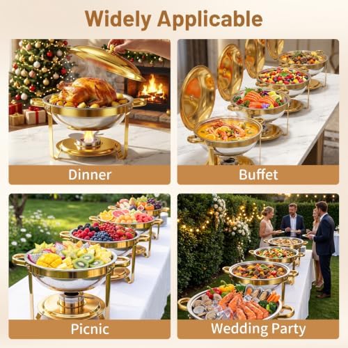 Chafing Dishes for Buffet, 2 Pack 5QT Stainless Steel Round Buffet Servers and Warmers, Food Warmers for Parties, alternate