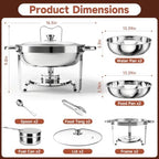 Chafing Dishes for Buffet, 2 Pack 5QT Stainless Steel Round Buffet Servers and Warmers, Buffet Warmer Set with 2, alternate