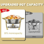 Chafing Dishes for Buffet 2 Pack, 6QT Round Chafing Dishes for Buffet [Elegant Gold and Silver Colors] Stainless, alternate