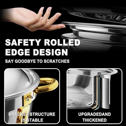 Chafing Dishes for Buffet 2 Pack, 6QT Round Chafing Dishes for Buffet [Elegant Gold and Silver Colors] Stainless, alternate