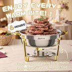 Chafing Dishes for Buffet 2 Pack, 6QT Round Chafing Dishes for Buffet [Elegant Gold and Silver Colors] Stainless, alternate