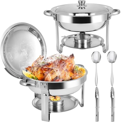 Chafing Dishes for Buffet, 2 Pack 6QT Stainless Steel Chafing Dish Buffet Set with Lids, Food Warmers for