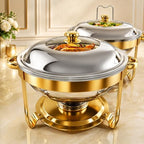 Chafing Dishes for Buffet 2 Pack, 7QT Food Warmers for Party with Glass Lid in Gold