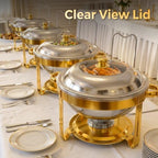 Chafing Dishes for Buffet 2 Pack, 7QT Food Warmers for Party with Glass Lid in Gold, alternate view 3