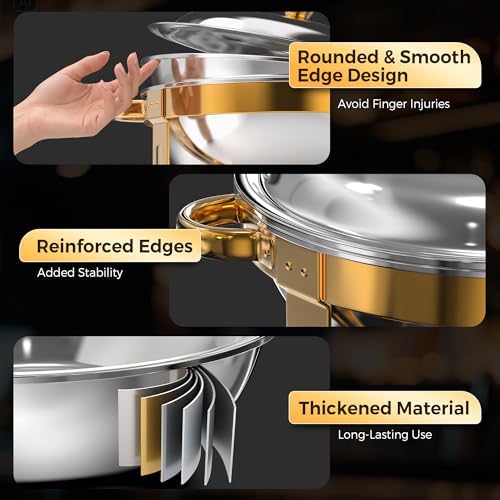 Chafing Dishes for Buffet 2 Pack, 7QT Food Warmers for Party with Glass Lid in Gold, alternate view 5
