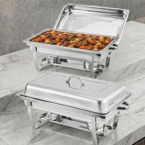 Chafing Dishes for Buffet 2 Pack, 8 Qt Stainless Steel Chafers