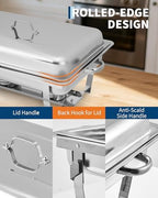 Chafing Dishes for Buffet 2 Pack, 8 Qt Stainless Steel Chafers, alternate view 3