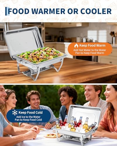 Chafing Dishes for Buffet 2 Pack, 8 Qt Stainless Steel Chafers, alternate view 4