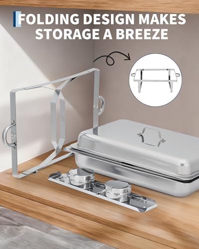 Chafing Dishes for Buffet 2 Pack, 8 Qt Stainless Steel Chafers, alternate view 5
