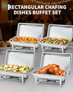 Chafing Dishes for Buffet 2 Pack, 8 Qt Stainless Steel Chafers, alternate view 6