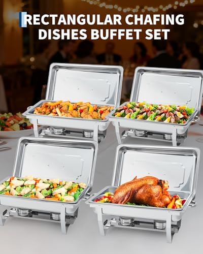 Chafing Dishes for Buffet 2 Pack, 8 Qt Stainless Steel Chafers, alternate view 6
