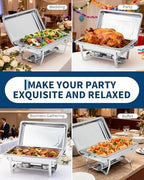 Chafing Dishes for Buffet 2 Pack, 8 Qt Stainless Steel Chafers, alternate view 7
