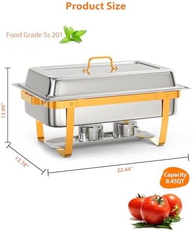 Chafing Dishes for Buffet 2 Pack, 8QT Food Warmers for Parties, alternate view 3