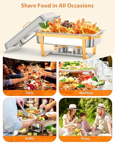 Chafing Dishes for Buffet 2 Pack, 8QT Food Warmers for Parties, alternate view 5