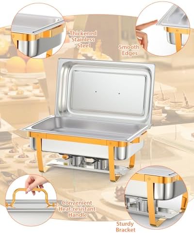 Chafing Dishes for Buffet 2 Pack, 8QT Food Warmers for Parties, alternate view 7
