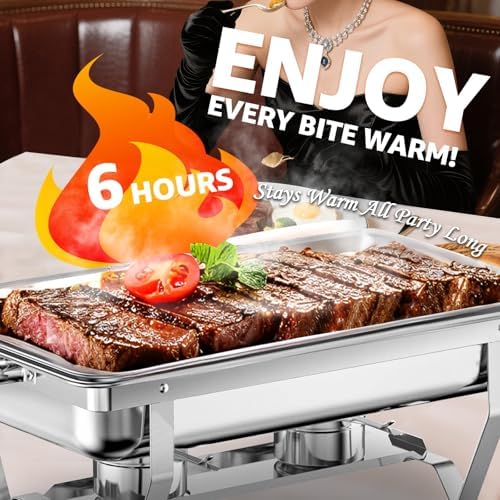 Chafing Dishes for Buffet 2 Pack 8QT Food Warmers for Parties in Silver 2 Pack, alternate view 2