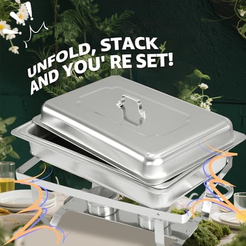 Chafing Dishes for Buffet 2 Pack 8QT Food Warmers for Parties in Silver 2 Pack, alternate view 3