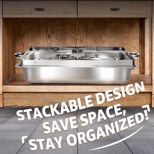 Chafing Dishes for Buffet 2 Pack 8QT Food Warmers for Parties in Silver 2 Pack, alternate view 6