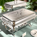 Chafing Dishes for Buffet 2 Pack, 9QT [No Fingers Cut] Roll Edge Designed Chafing Dish Buffet Set [Mirror-Like