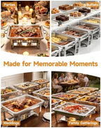 Chafing Dishes for Buffet, 2 Pack 9QT Stainless Steel Rectangular Buffet Servers and Warmers, Buffet Warmer Set, alternate