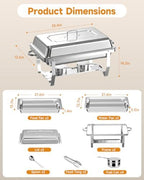 Chafing Dishes for Buffet, 2 Pack 9QT Stainless Steel Rectangular Buffet Servers and Warmers, Buffet Warmer Set, alternate