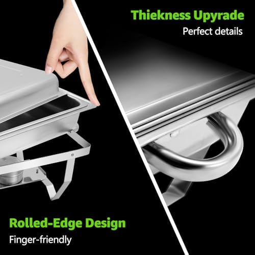 Chafing Dishes for Buffet 2 Pack, Full Pan Stainless Steel Chafing Dish Buffet Set, alternate view 4