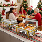 Chafing Dishes for Buffet, 2-Pack Hot Cold Food Warmer with Glass Lid, 9QT Large Capacity Stainless Steel Buffet, alternate
