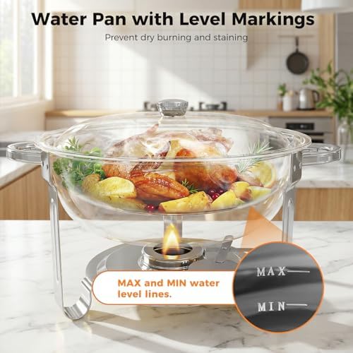 Chafing Dishes for Buffet 2 Pack, Round Stainless Steel Chafing Dish Set, alternate view 3