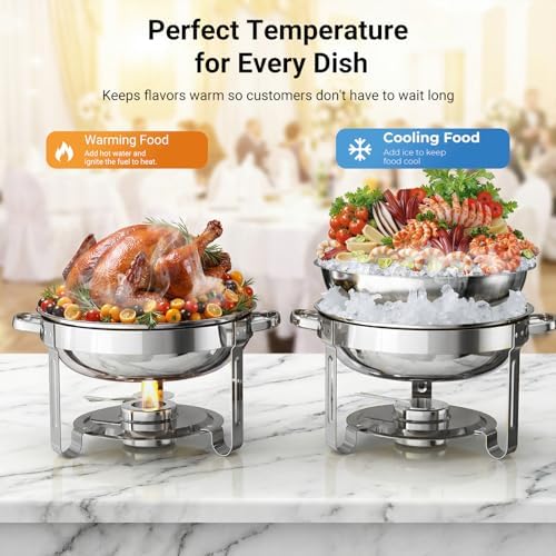 Chafing Dishes for Buffet 2 Pack, Round Stainless Steel Chafing Dish Set, alternate view 4