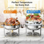Chafing Dishes for Buffet 2 Pack, Round Stainless Steel Chafing Dish Set, alternate view 4