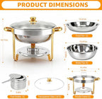 Chafing Dishes for Buffet,2PACK 4.5QT Round Chafing Dishes for Buffet, Gold and Silver Stainless Steel Chafing, alternate