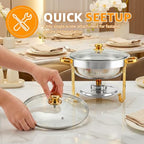 Chafing Dishes for Buffet,2PACK 4.5QT Round Chafing Dishes for Buffet, Gold and Silver Stainless Steel Chafing, alternate