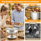 Chafing Dishes for Buffet,2PACK 4.5QT Round Chafing Dishes for Buffet, Gold and Silver Stainless Steel Chafing, alternate
