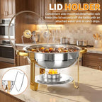 Chafing Dishes for Buffet,2PACK 4.5QT Round Chafing Dishes for Buffet, Gold and Silver Stainless Steel Chafing, alternate