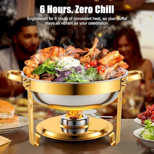 Chafing Dishes for Buffet 2Pack 4.5QT Round Stainless Steel Chafing Dish Set for Home Parties Catering Events, alternate view
