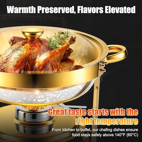 Chafing Dishes for Buffet 2Pack 6QT Round Stainless Steel Chafing Dish Set for Home Parties Catering Events, alternate view 2