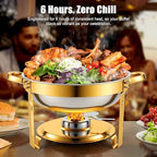 Chafing Dishes for Buffet 2Pack 6QT Round Stainless Steel Chafing Dish Set for Home Parties Catering Events, alternate view 4