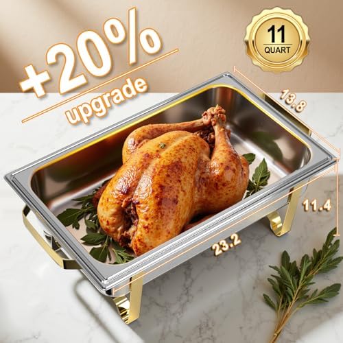 Chafing Dishes for Buffet 4 Pack, 11QT Square [Large Size and Sturdy] Stainless Steel Food Warmers for Parties, alternate