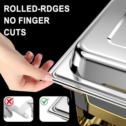 Chafing Dishes for Buffet 4 Pack, 11QT Square [Large Size and Sturdy] Stainless Steel Food Warmers for Parties, alternate